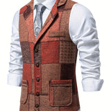 Leo | Patchwork prsluk od tvida s uzorkom riblje kosti