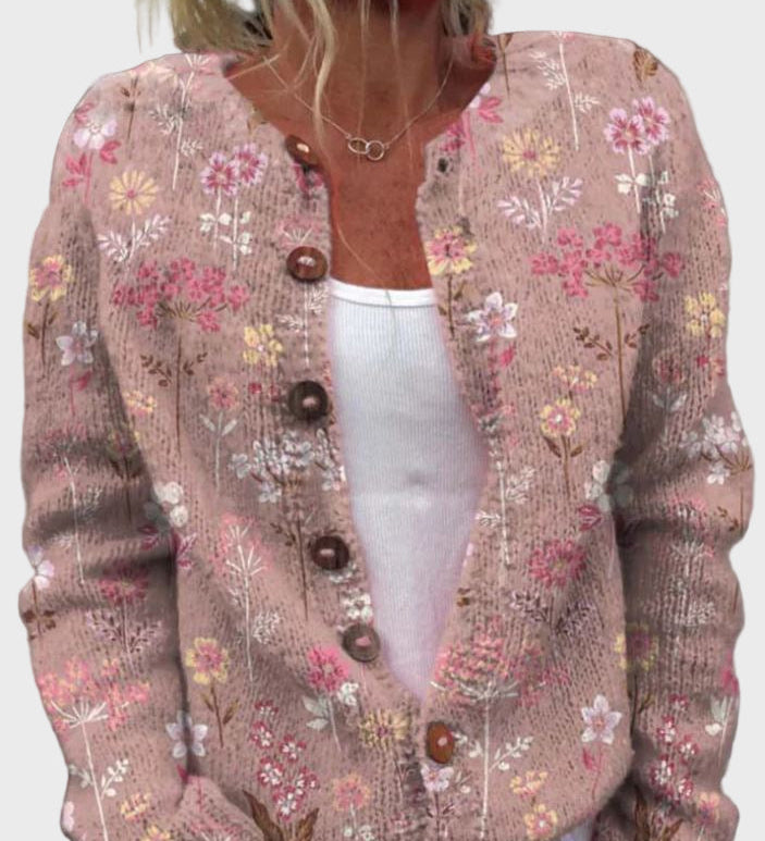 Elegantno pleteno jopsko s cvetličnim vzorcem