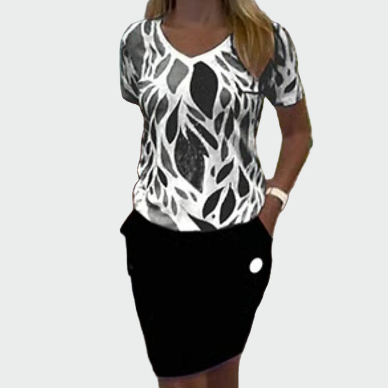 Komplet: Top s potiskom in elegantna krila