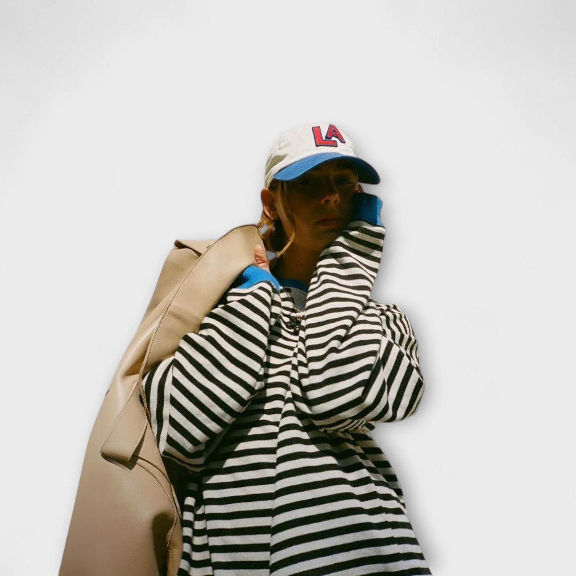 Mairi - Rdeče-belo prugasti pulover velikega kroja