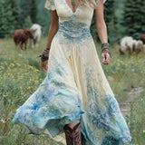 Marcina - Elegant Maxi Dress With Floral Hues
