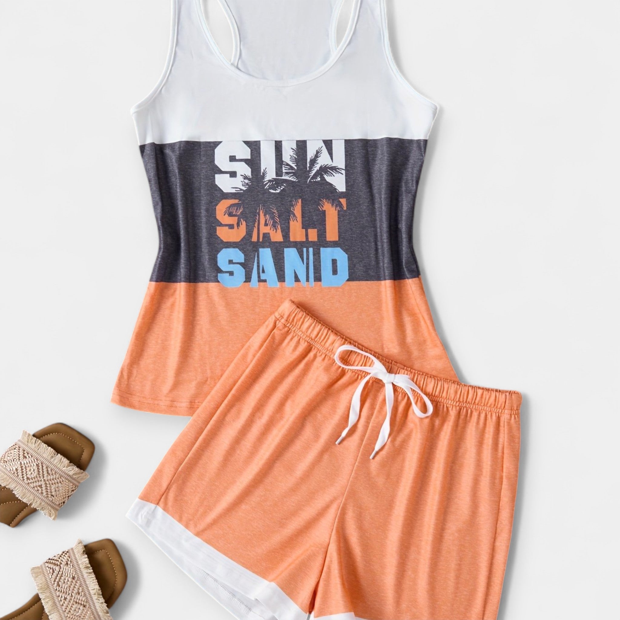 Komplet za plažo v barvah feniša za poletje