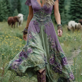 Marcina - Elegant Maxi Dress With Floral Hues