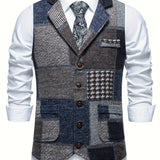Leo | Patchwork prsluk od tvida s uzorkom riblje kosti