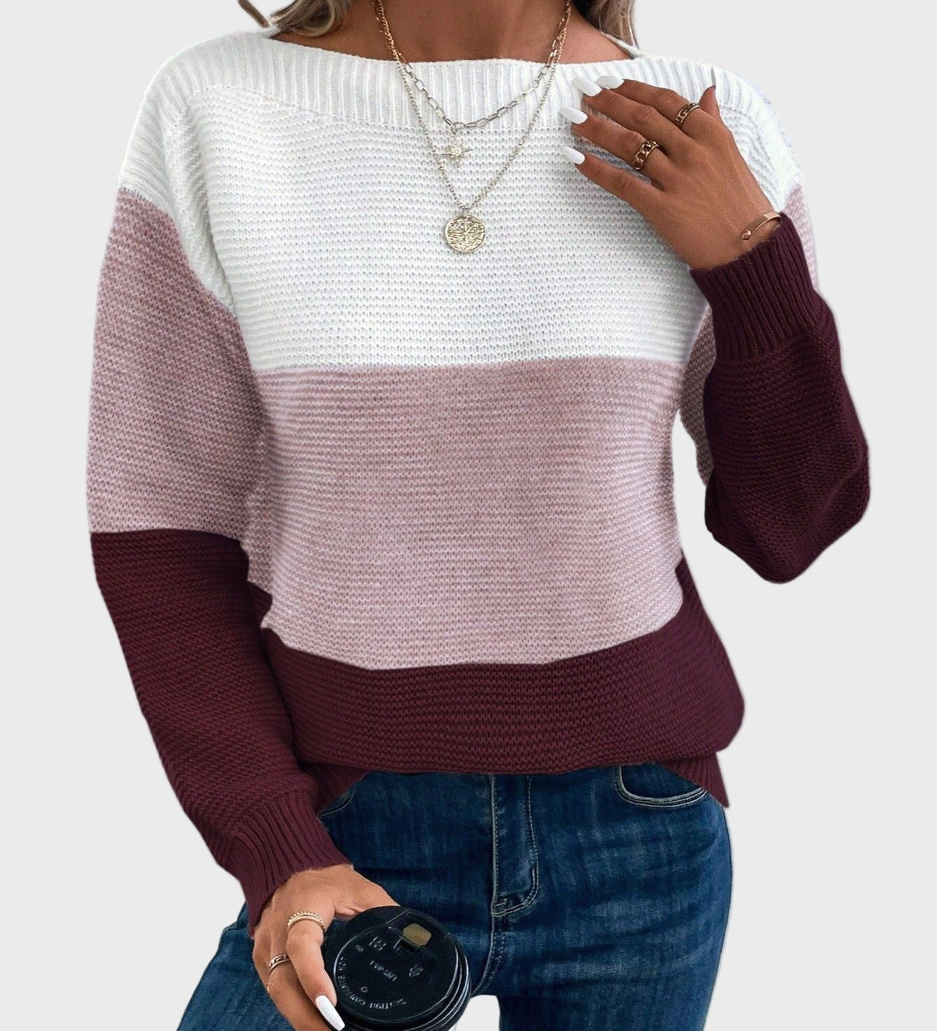 Elegantna tkana pulover z ovratnikom