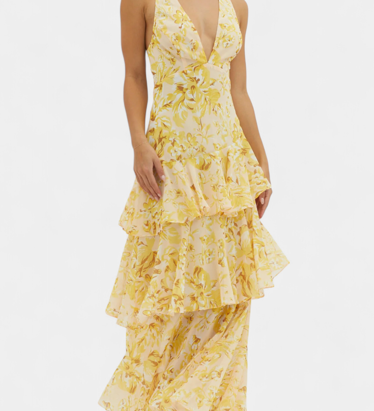 Valentina - Šifon obleka z V-izrezom v elegantni rokavi