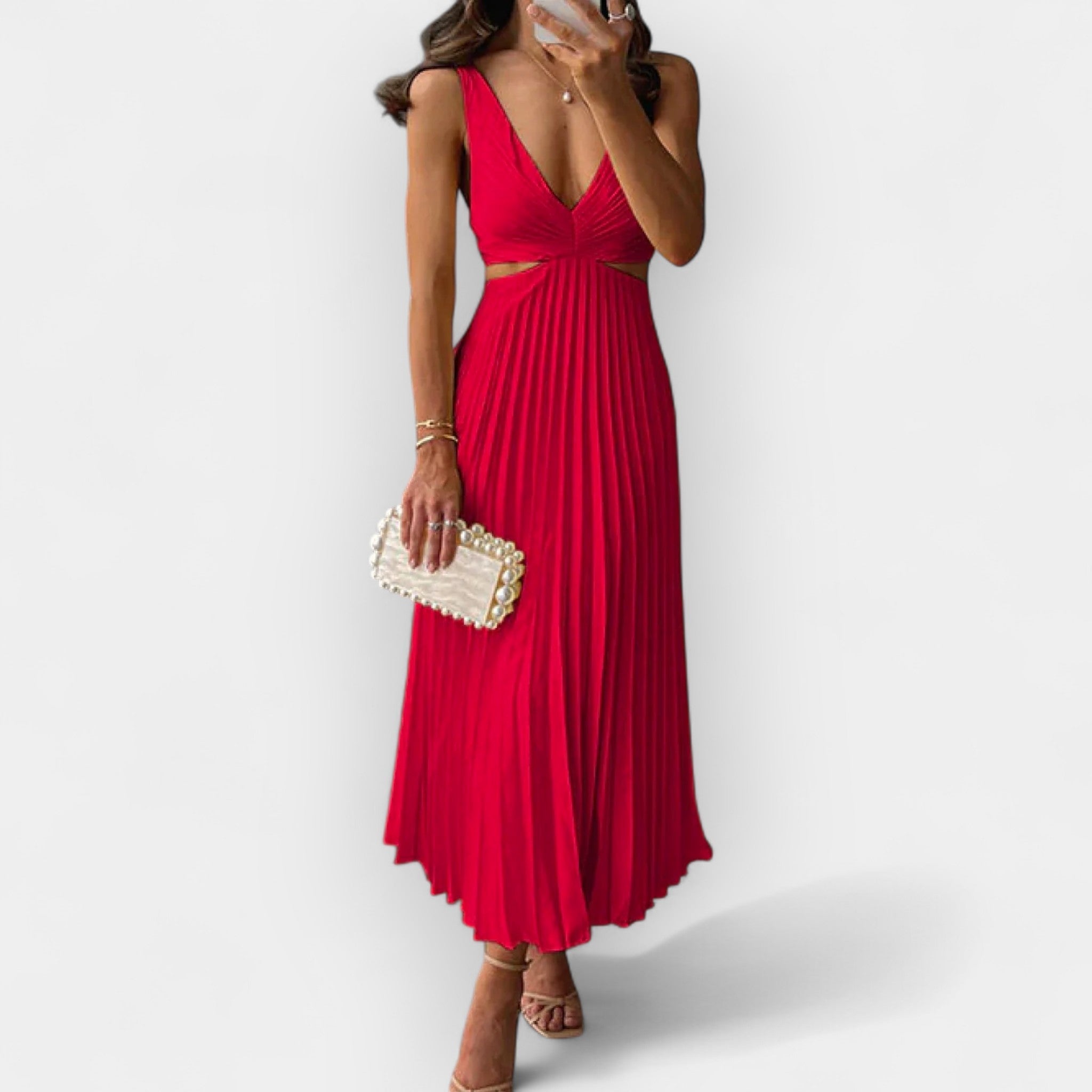 Satenasta midi obleka