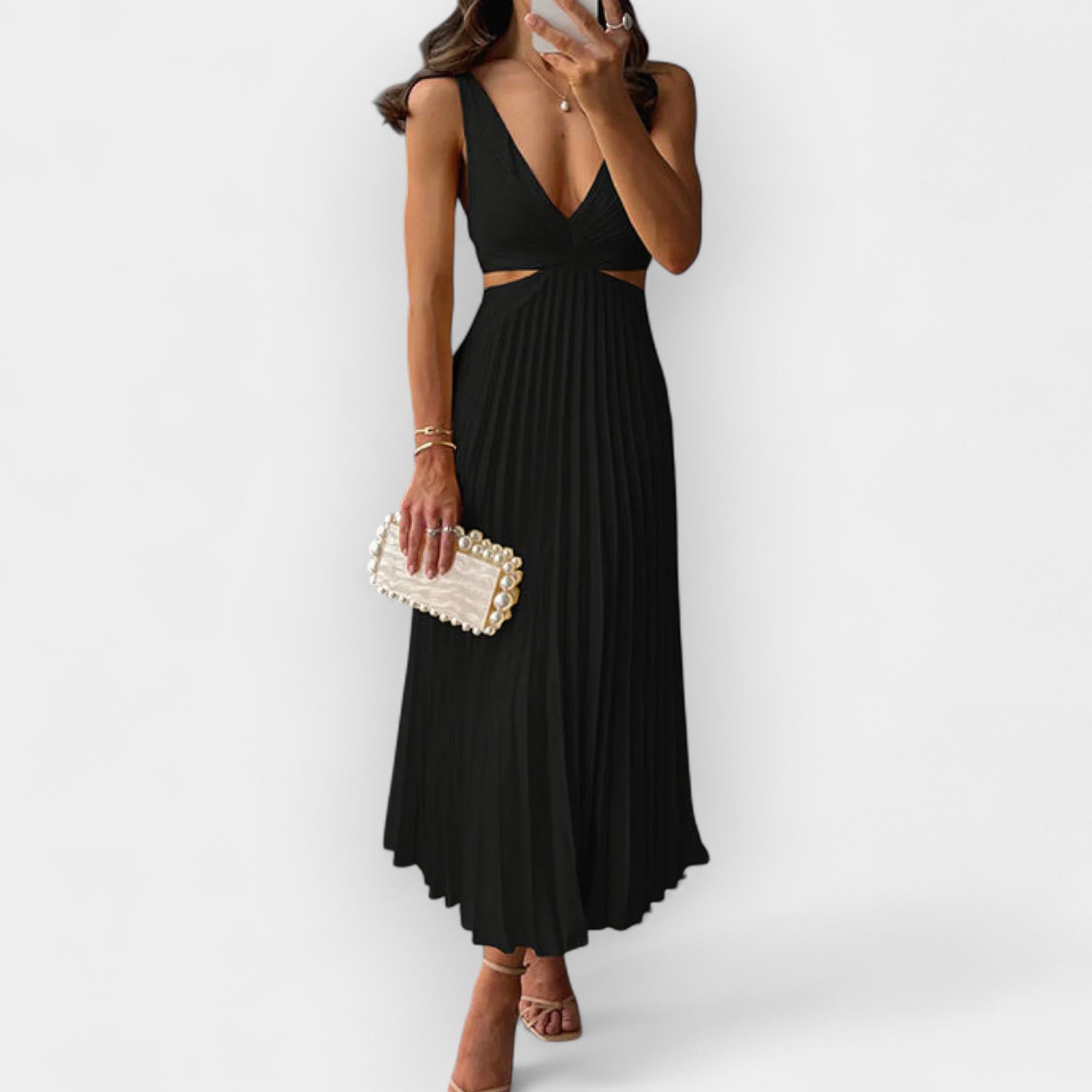 Satenasta midi obleka