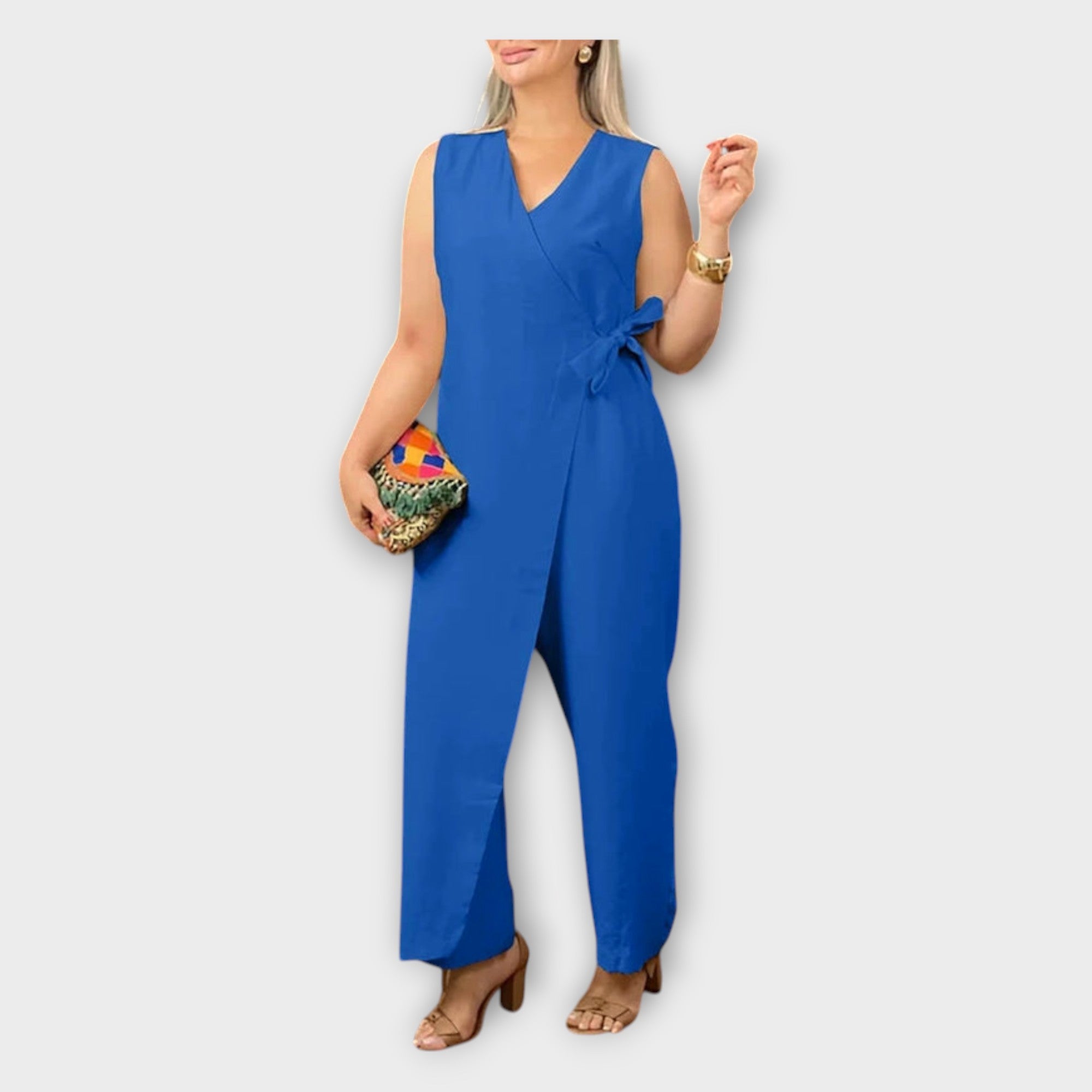 Jumpsuit s pasom za stiskanje v pasu
