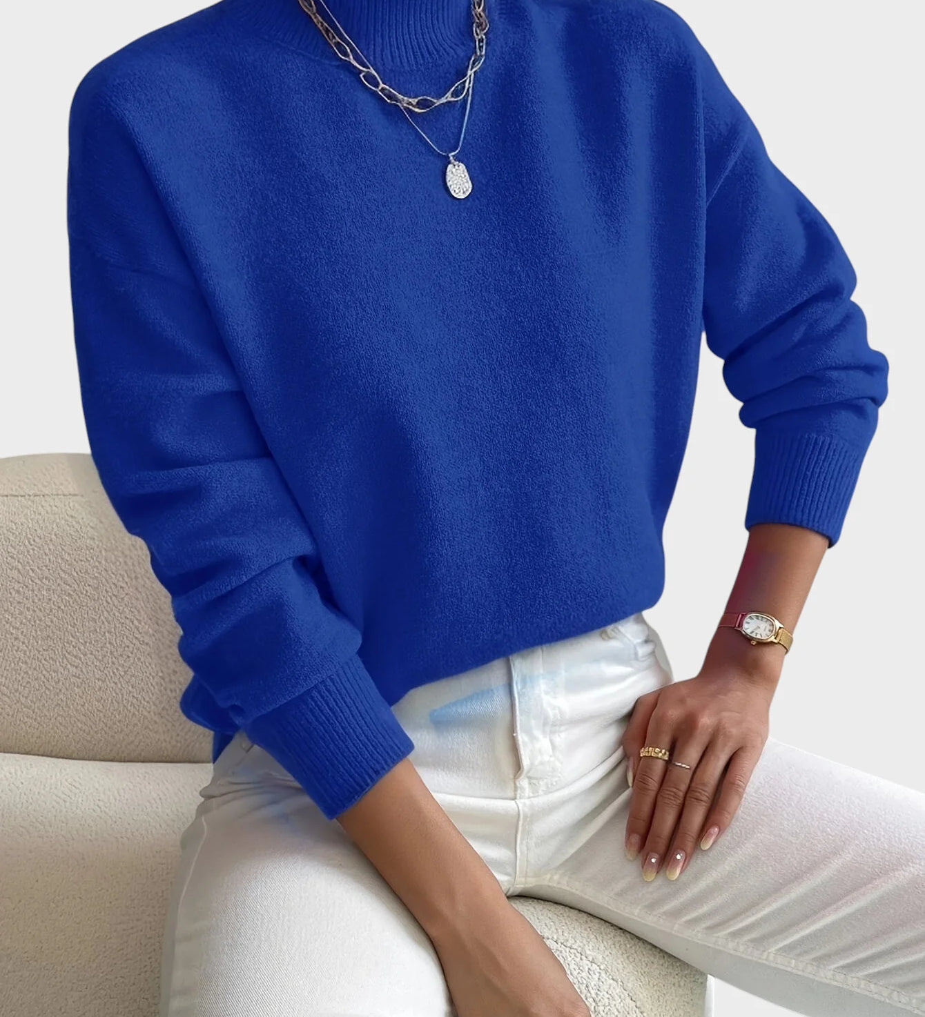 Albina - Klasični Pulover z Visokim Ovratnikom