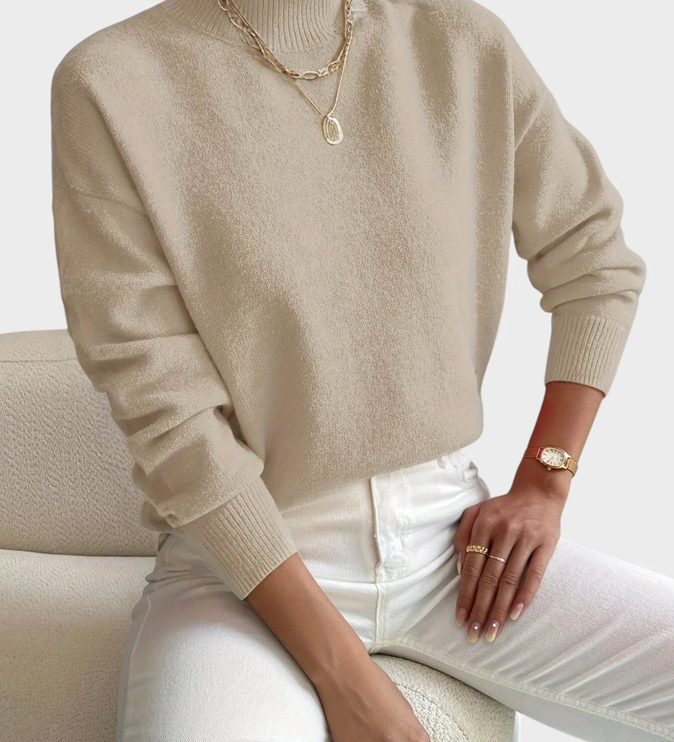 Albina - Klasični Pulover z Visokim Ovratnikom