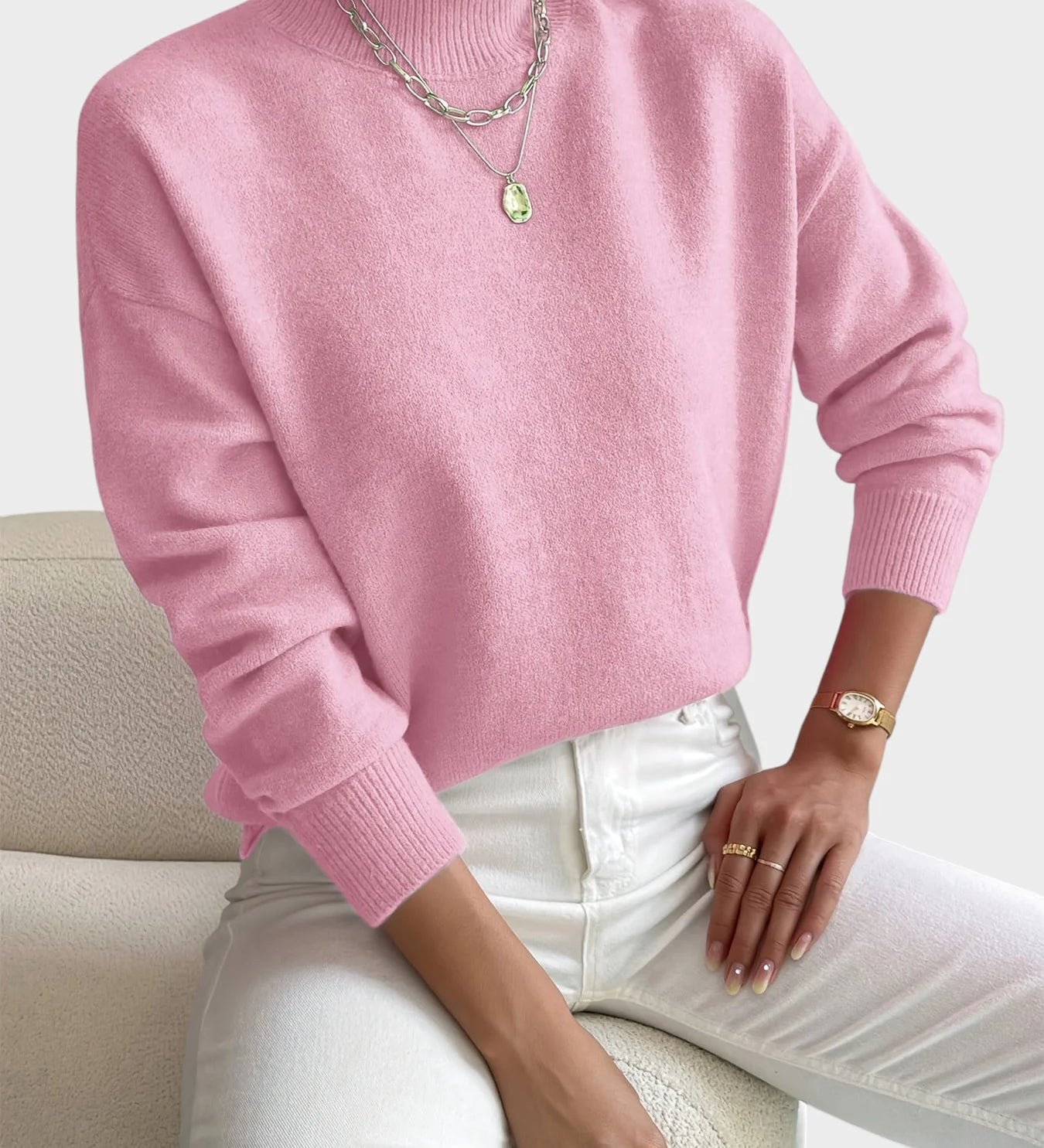 Albina - Klasični Pulover z Visokim Ovratnikom