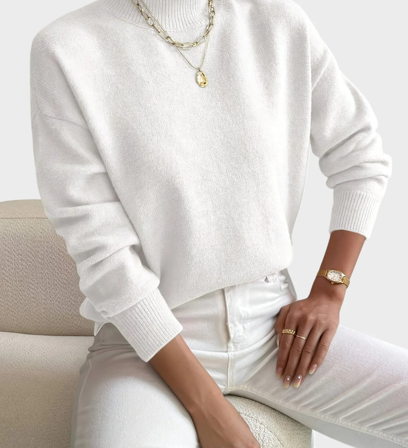 Albina - Klasični Pulover z Visokim Ovratnikom