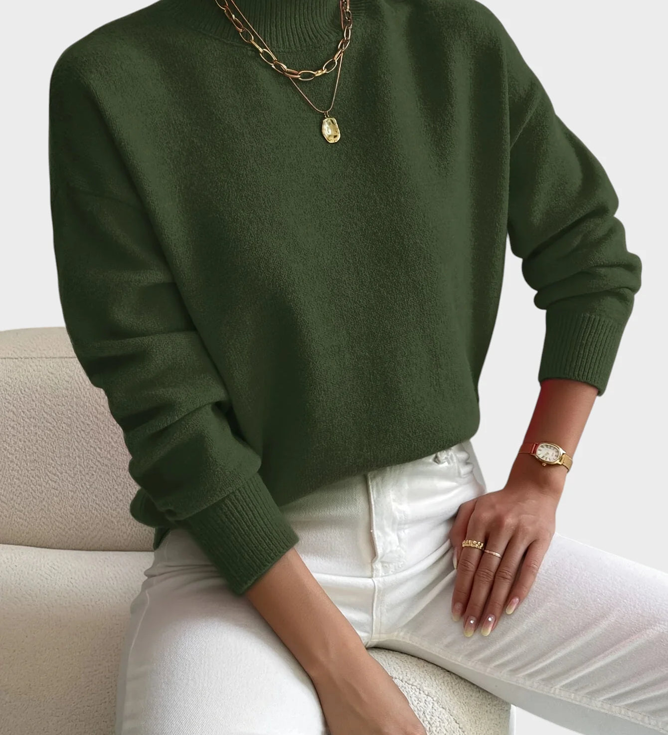 Albina - Klasični Pulover z Visokim Ovratnikom