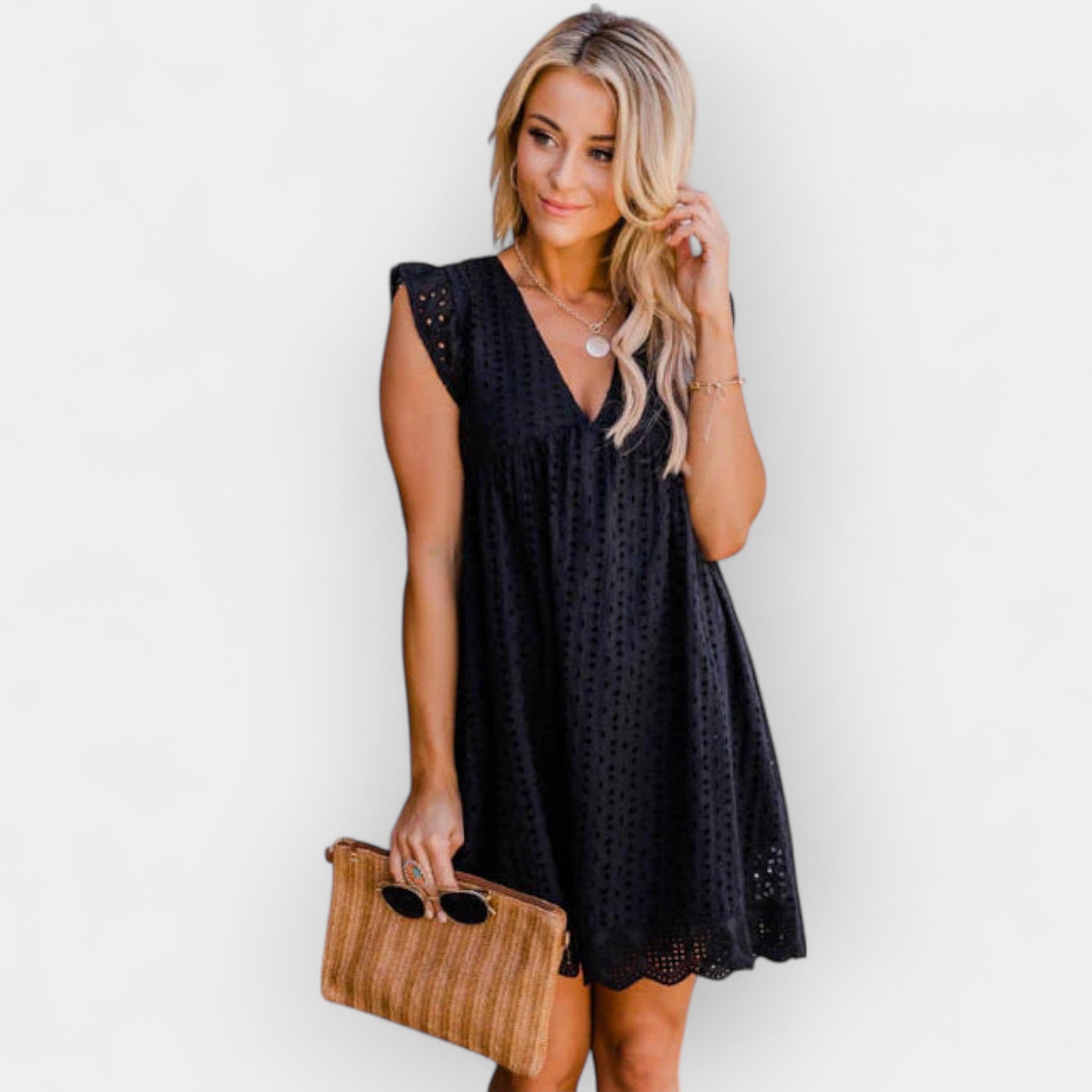 Poletna obleka s skritimi hlačkami in žepi