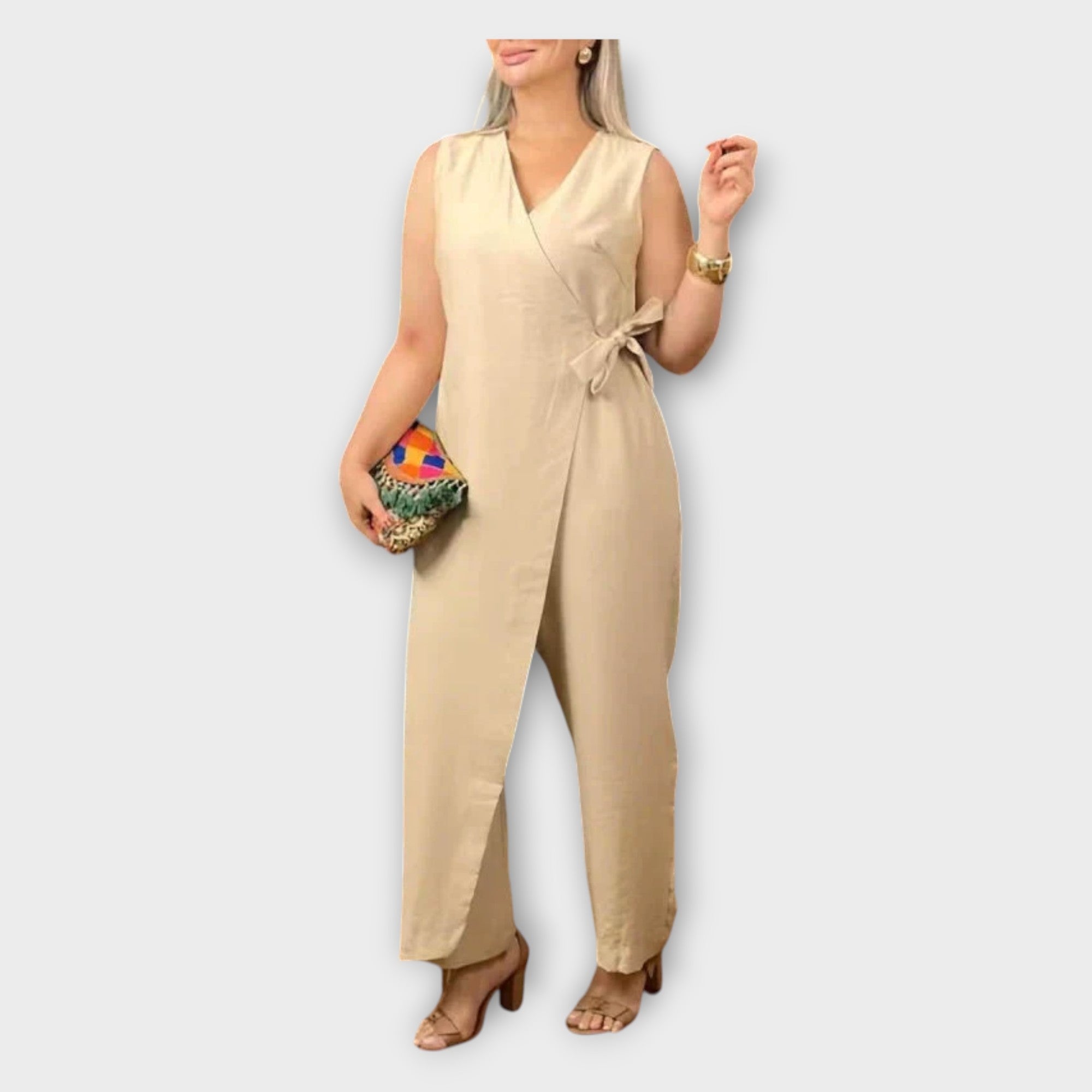 Jumpsuit s pasom za stiskanje v pasu