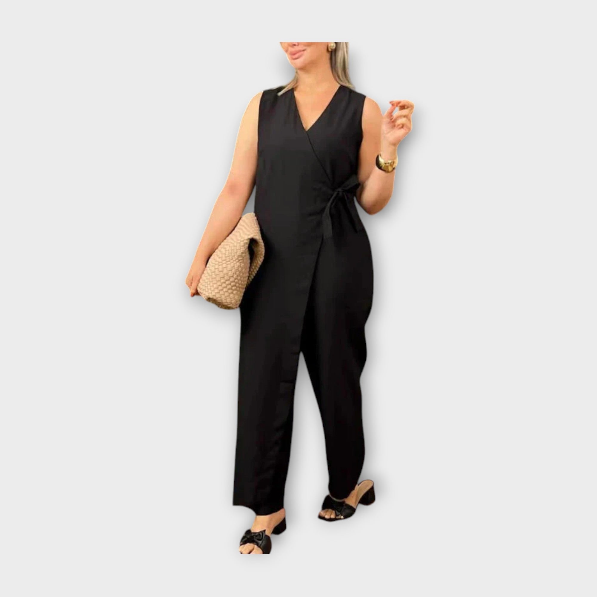 Jumpsuit s pasom za stiskanje v pasu