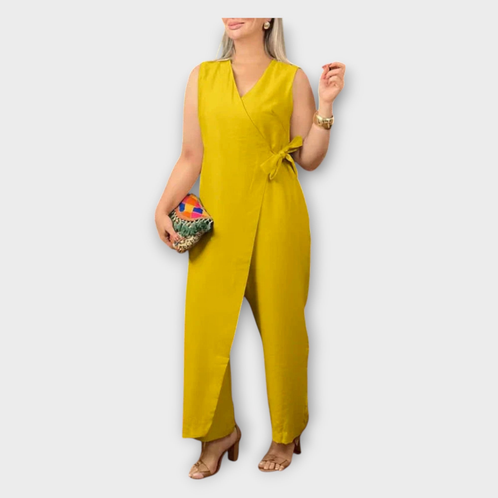 Jumpsuit s pasom za stiskanje v pasu