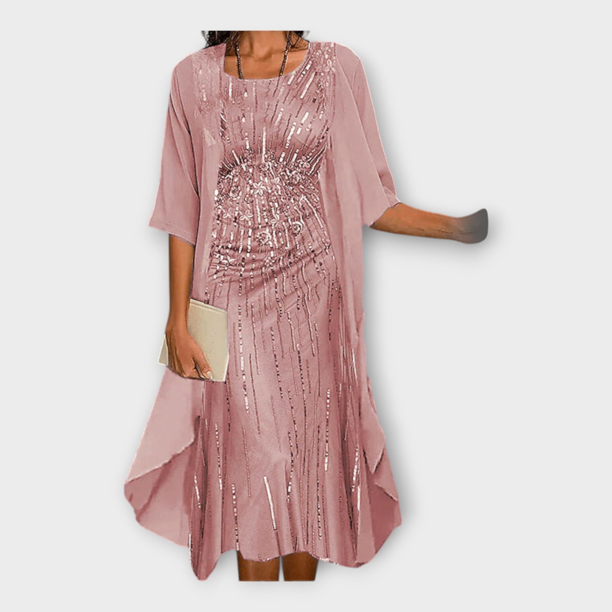 Lahka obleka z zunanjo jakno in vzorci