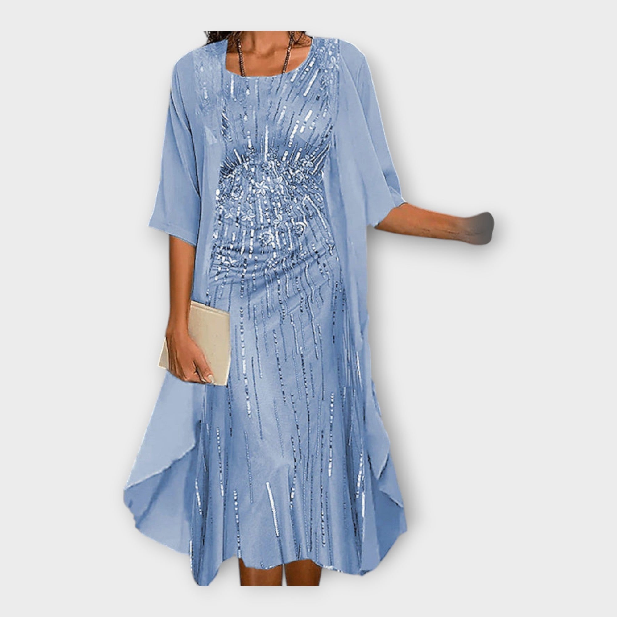 Lahka obleka z zunanjo jakno in vzorci