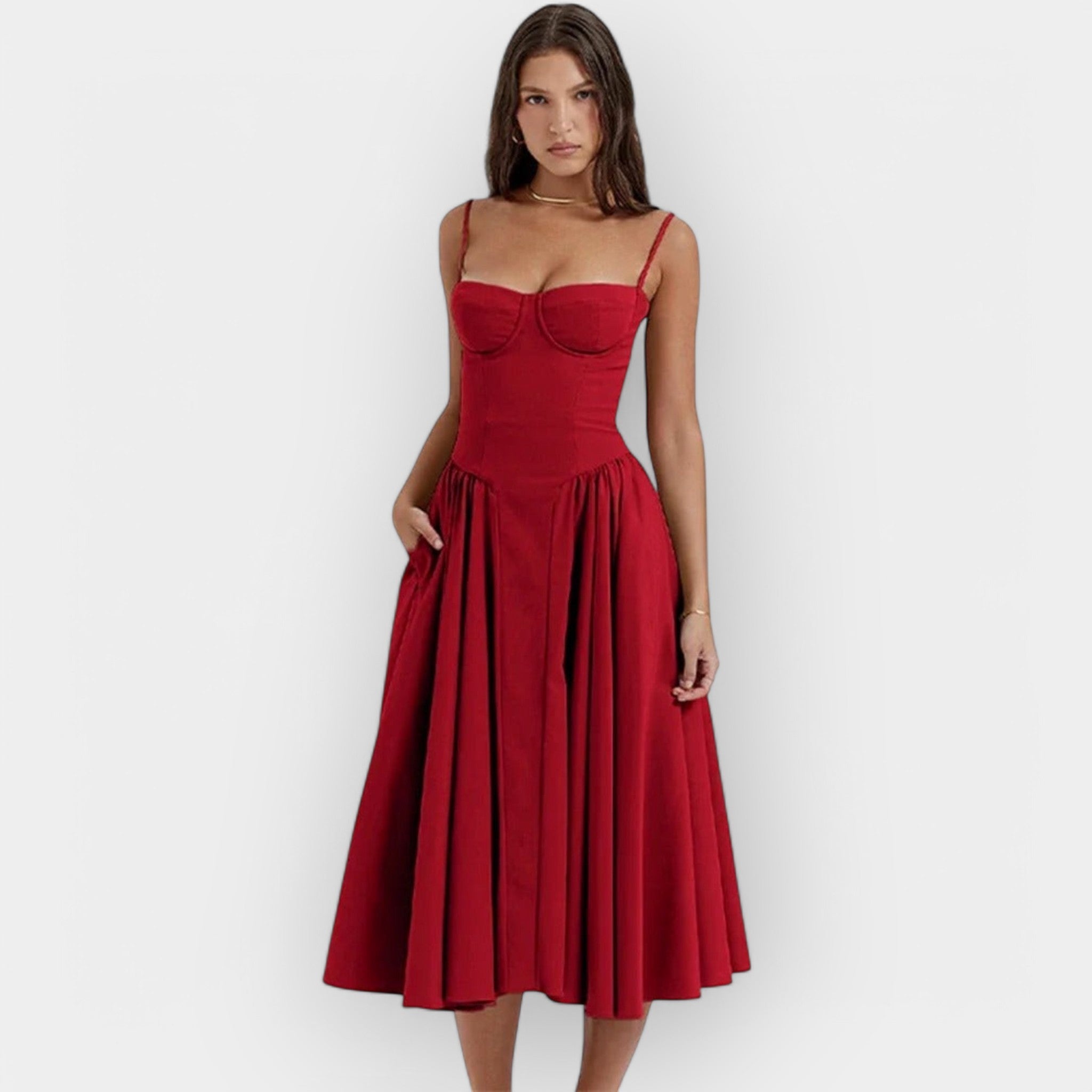 Elegantna midi obleka za poletje